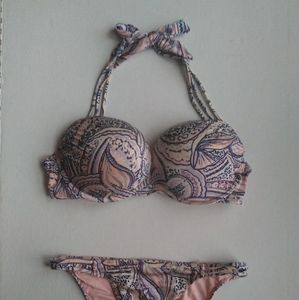VS Bombshell Strappy Bikini~Blue Pink Paisley 5BX